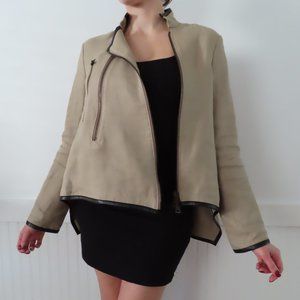 Derek Lam Linen and Leather Moto Jacket